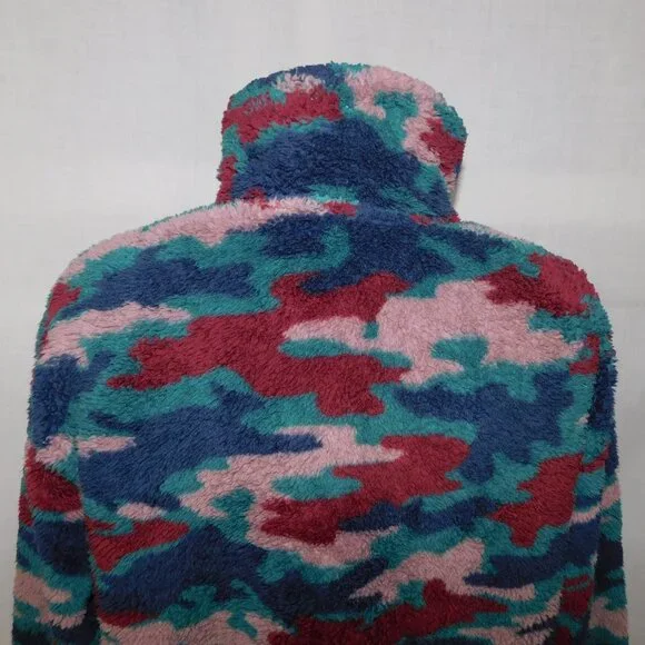 Eddie Bauer Womens L High pile Teddy Fleece Multicolor Camo 1/4 Zip Pullover - Picture 8 of 9
